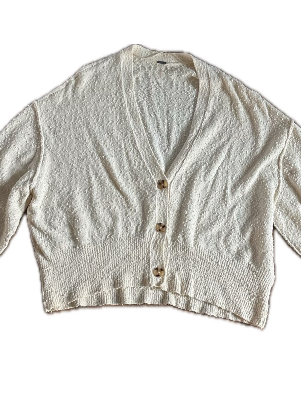 Free People Cream Textured Button-Front Sweater Cardigan